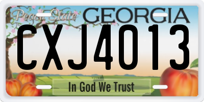 GA license plate CXJ4013