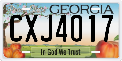 GA license plate CXJ4017