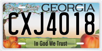 GA license plate CXJ4018
