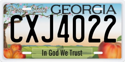 GA license plate CXJ4022