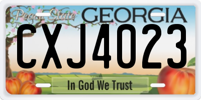 GA license plate CXJ4023