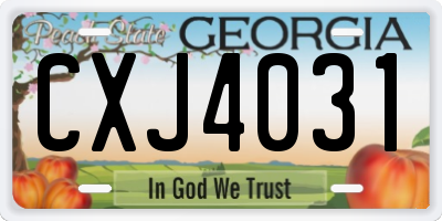 GA license plate CXJ4031
