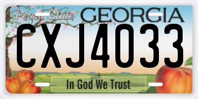 GA license plate CXJ4033