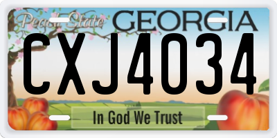 GA license plate CXJ4034