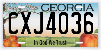 GA license plate CXJ4036