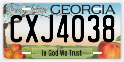 GA license plate CXJ4038