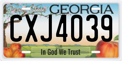 GA license plate CXJ4039
