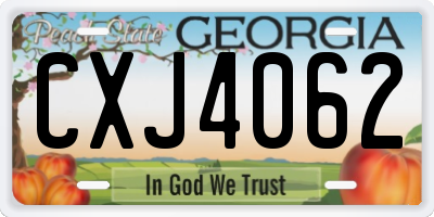 GA license plate CXJ4062