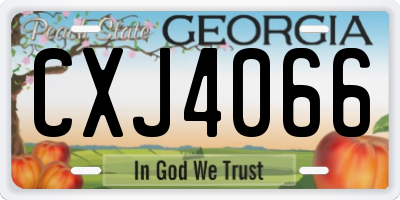 GA license plate CXJ4066