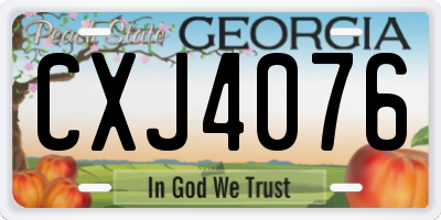 GA license plate CXJ4076