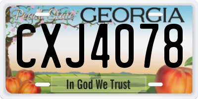 GA license plate CXJ4078