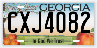GA license plate CXJ4082