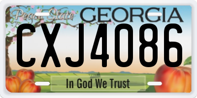 GA license plate CXJ4086
