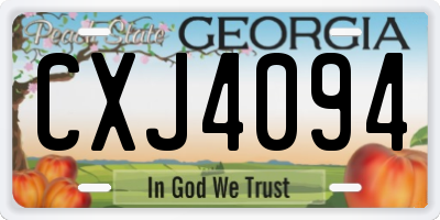 GA license plate CXJ4094