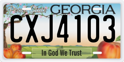 GA license plate CXJ4103