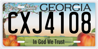 GA license plate CXJ4108