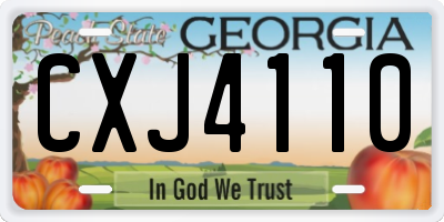 GA license plate CXJ4110