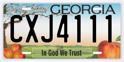 GA license plate CXJ4111