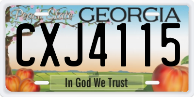 GA license plate CXJ4115