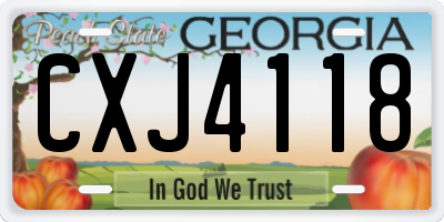 GA license plate CXJ4118