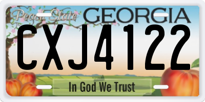 GA license plate CXJ4122