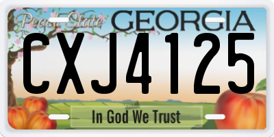 GA license plate CXJ4125