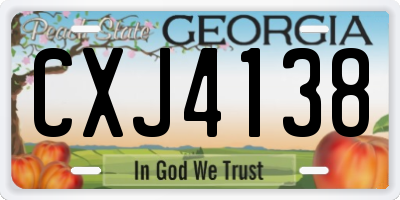 GA license plate CXJ4138