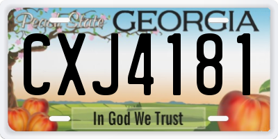 GA license plate CXJ4181