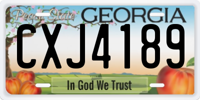 GA license plate CXJ4189