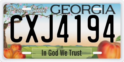 GA license plate CXJ4194