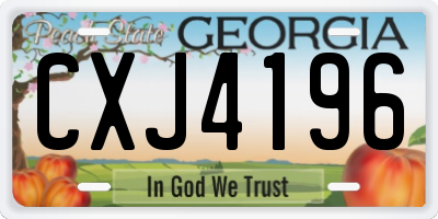 GA license plate CXJ4196