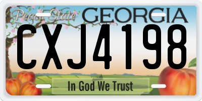 GA license plate CXJ4198