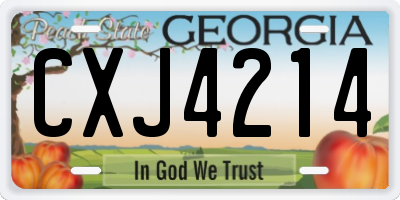 GA license plate CXJ4214