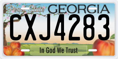 GA license plate CXJ4283