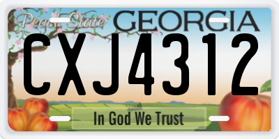 GA license plate CXJ4312