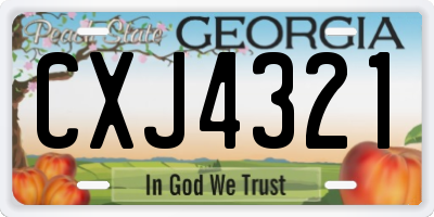 GA license plate CXJ4321