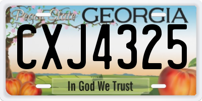 GA license plate CXJ4325