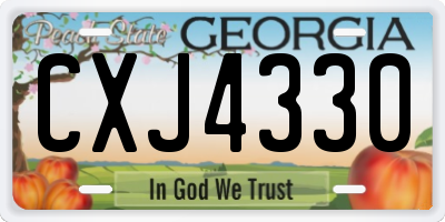 GA license plate CXJ4330