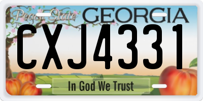 GA license plate CXJ4331