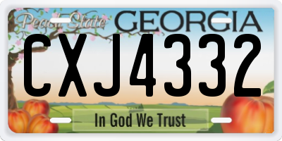 GA license plate CXJ4332
