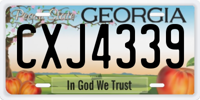GA license plate CXJ4339