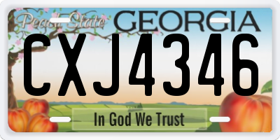 GA license plate CXJ4346