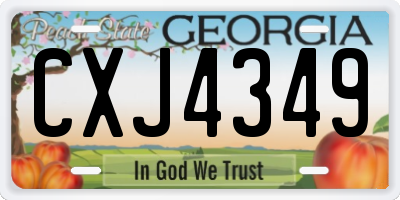 GA license plate CXJ4349