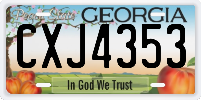 GA license plate CXJ4353