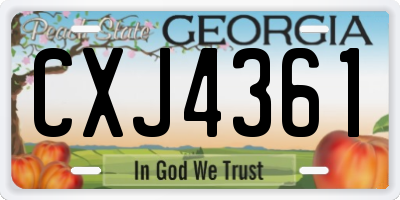 GA license plate CXJ4361