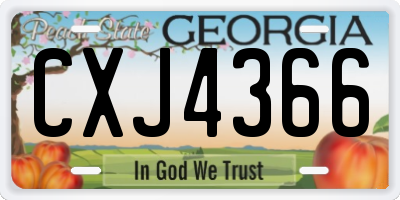 GA license plate CXJ4366