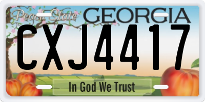 GA license plate CXJ4417