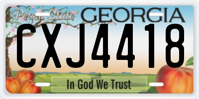 GA license plate CXJ4418