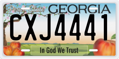 GA license plate CXJ4441