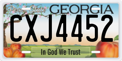 GA license plate CXJ4452